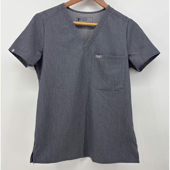 Figs Tops - FIGS Catarina One Pocket Scrub Top Women XS Gray Technical Collection FW1000